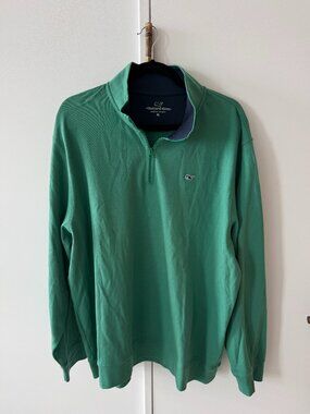 Vineyard Vines 100% Cotton Green Quarter Zip Sweater XL